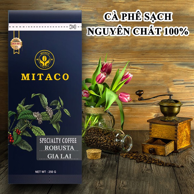 Cà Phê Robusta Gia Lai Nguyên Chất MITACO COFFEE (Gói 250g)