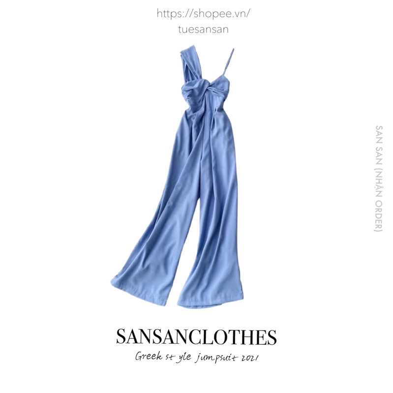Jumpsuit Ống Rộng Quai Lệch Kiểu Hy Lạp Sang Chảnh