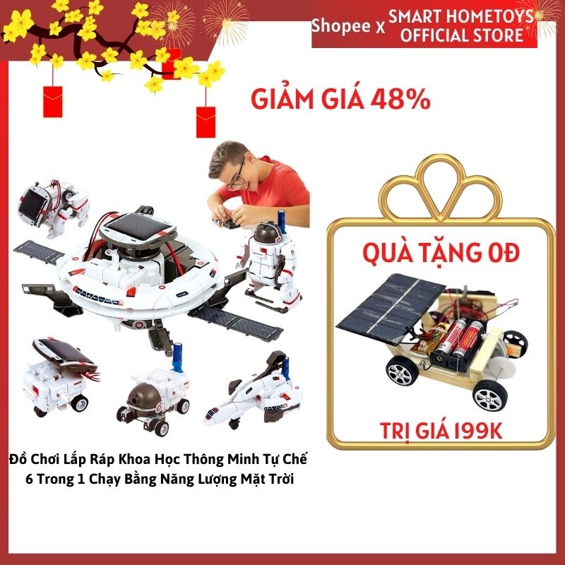 Đồ Chơi Lắp Ráp Khoa Học Thông Minh Tự Chế 6 Trong 1 Chạy Bằng Năng Lượng Mặt Trời - Đồ Chơi Giáo Dục Stem