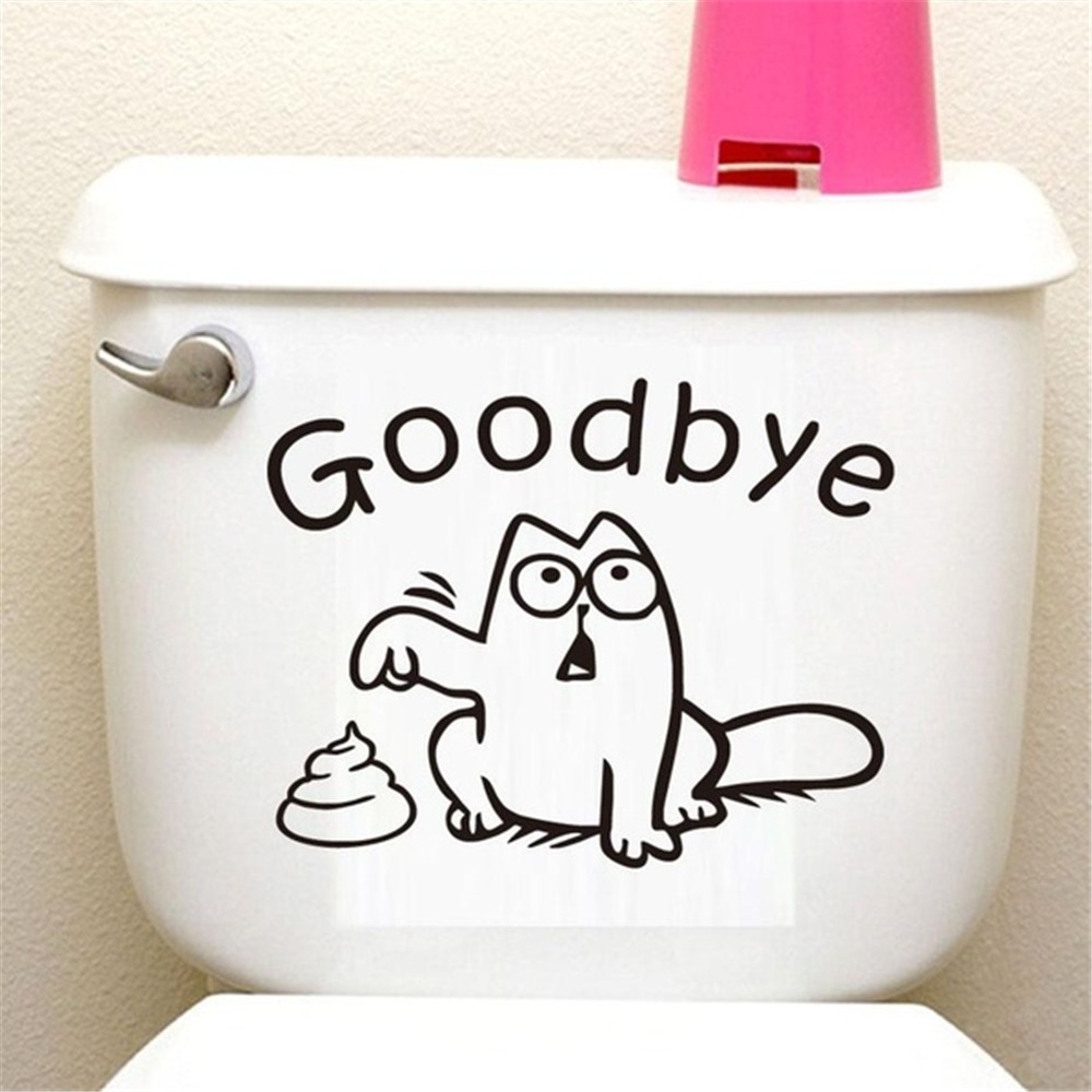 CONOPERY Miếng dán trang trí nắp bồn cầu sáng tạo có hình và chữ Goodbye chất liệu nhựa vinyl kích thước 19x15cm