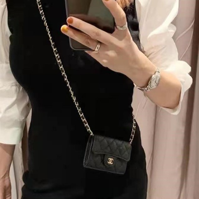 Túi xách mini phối xích màu vàng thời trang cho nữ