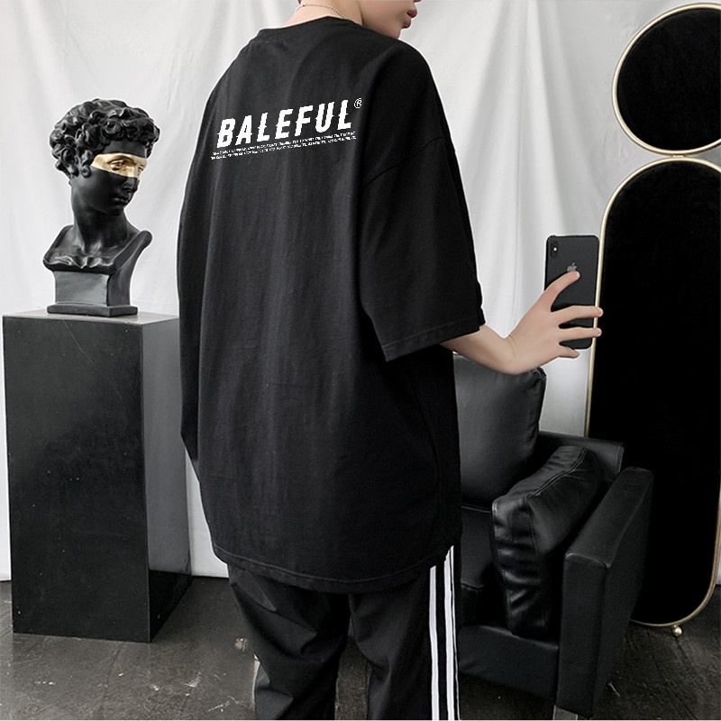 Áo thun nam nữ unisex tay lỡ phông form rộng teen cổ tròn oversize cotton BALEFUL giá rẻ màu đen trắng tee pull freesize