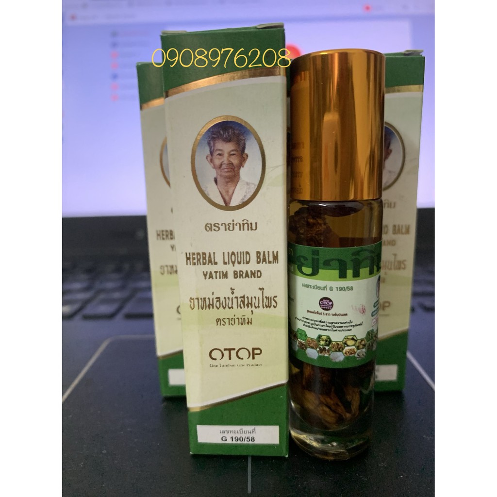 [100% Thái N.D] Lố 12 Chai Dầu Lăn Thảo Dược 22 Vị Herbal Liquid Balm Yatim Brand