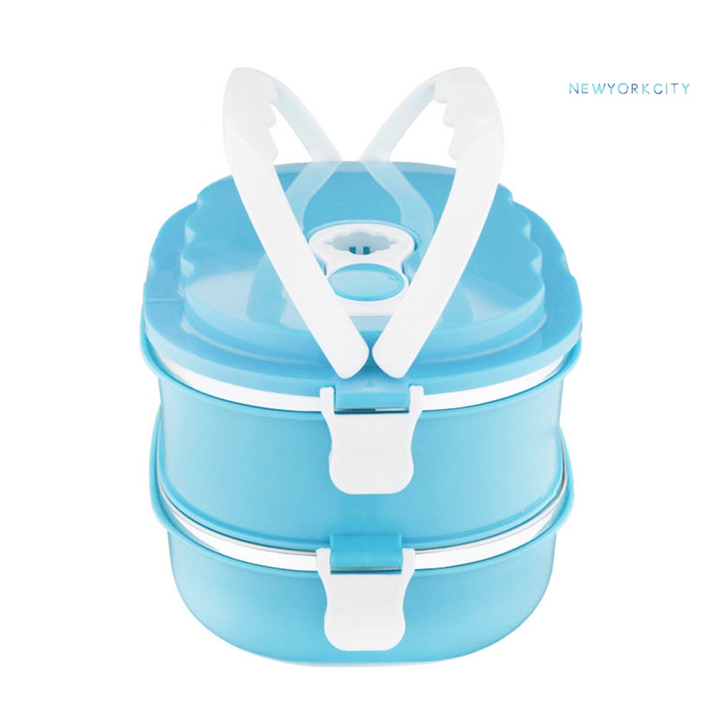 Hộp Đựng Cơm Trưa Cách Nhiệt 1/2 Tầng Hình Chữ Nhật Bằng Thép Không Gỉ NYC