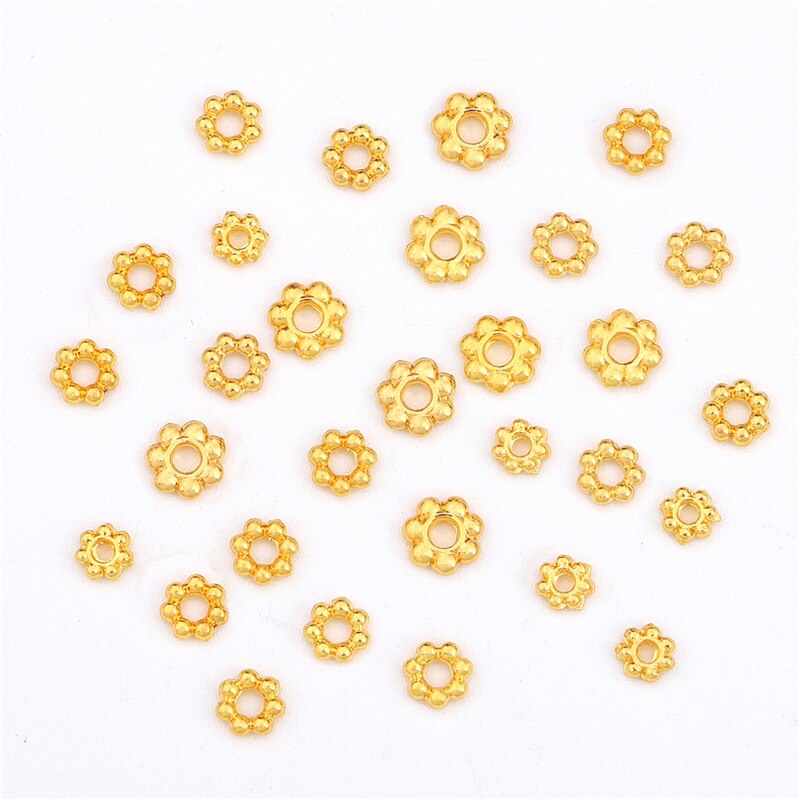 Đầu nối hạt mạ vàng 18K hình bông hoa làm khuyên tai/vòng tay/vòng cổ thủ công DIY