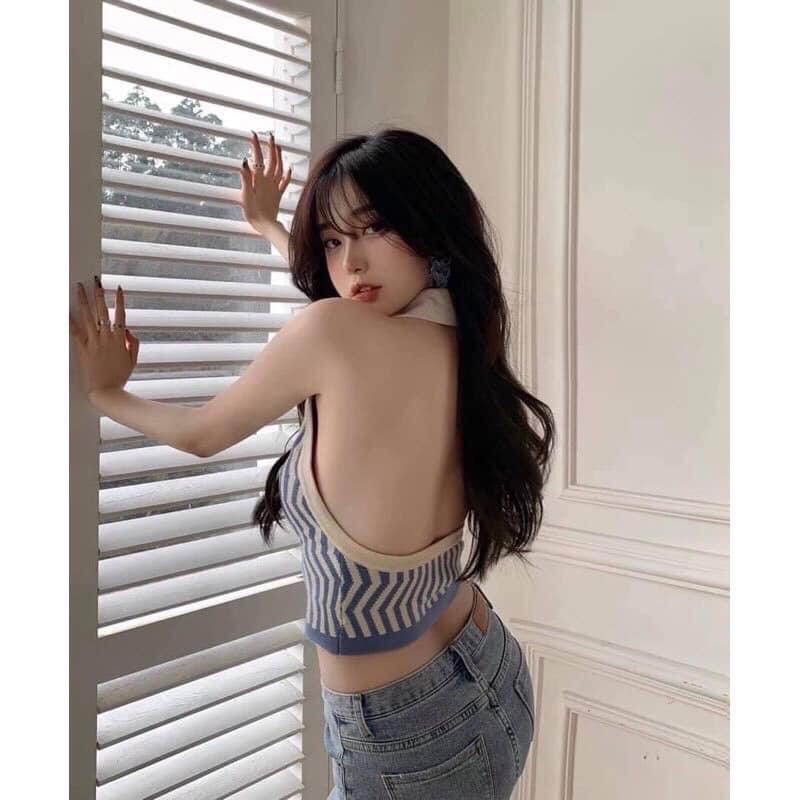 Áo len yếm mongtoghi nữ, chất len mỏng mặc hè đi biển, đi chơi đều đẹp