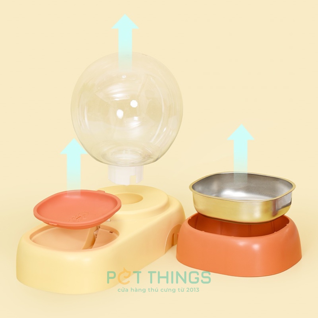 Bộ khay chén ăn bình uống nước Ngọc Trai 2.5L Pakeway Pearl cho thú cưng chó mèo