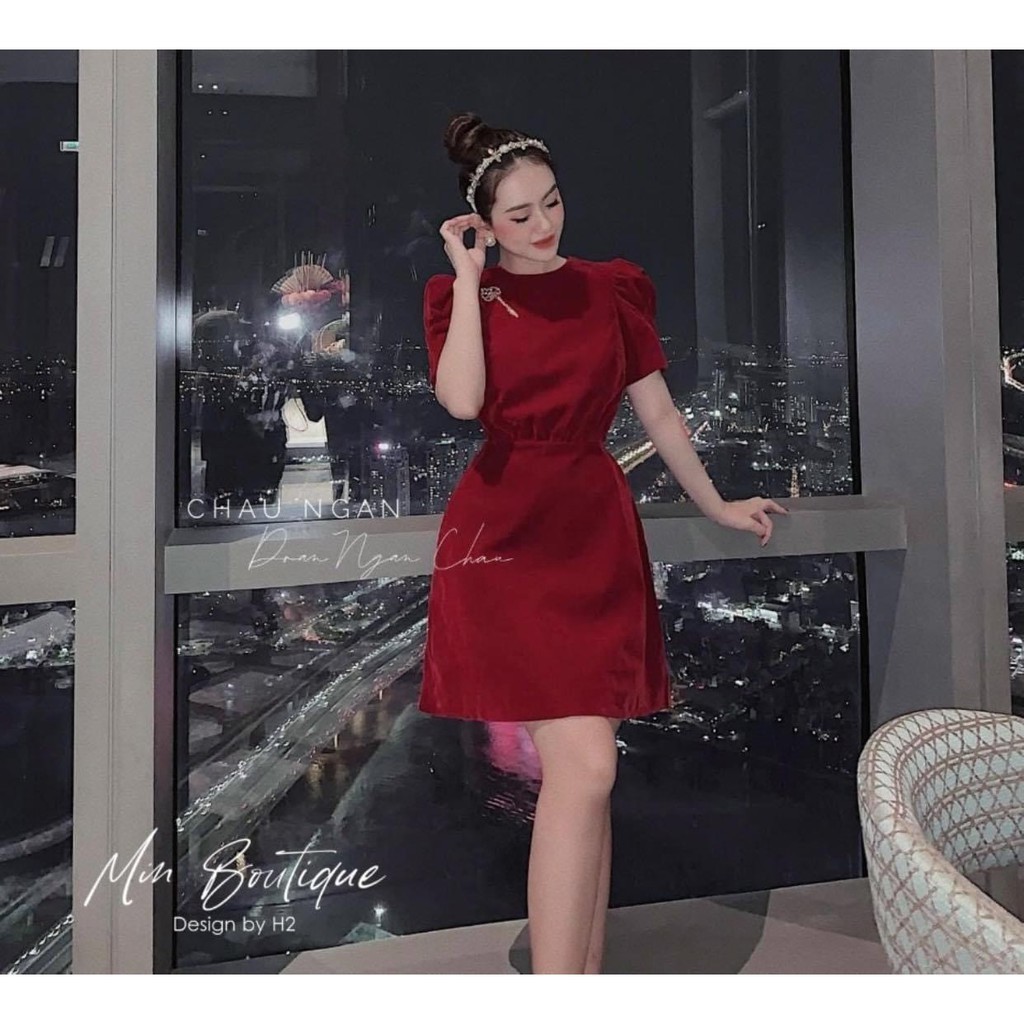 Váy Xòe Đỏ, Đầm Nhung Đỏ Cổ Tròn Tay Phồng Thời Trang Thu Đông Cho Mùa Giáng Sinh Sang Trọng Quý Phái. | BigBuy360 - bigbuy360.vn