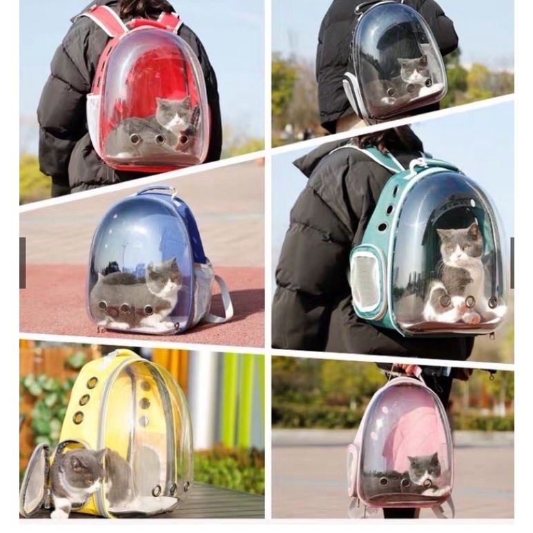 Balo trong suốt vận chuyển chó mèo (dành cho chó mèo dưới 7kg) túi vận chuyển dạng ba lô phi hành gia cho mèo