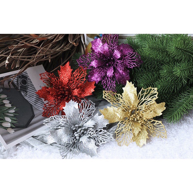 Hoa giả - Bông hoa trạng nguyên kim tuyến trang trí cây thông noel, làm tháp oản