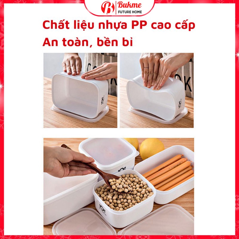 Hộp nhựa đựng đồ ăn để tủ lạnh, bỏ được lò vi sóng, Hộp đựng thực phẩm trữ đông, chất liệu nhựa cao cấp