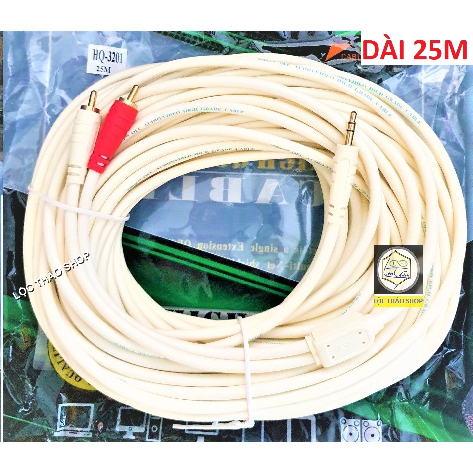 Cáp loa jack 3.5 ra 2 AV hoa sen dài 20M 25M 30M CAO CẤP CHỐNG NHIỄU