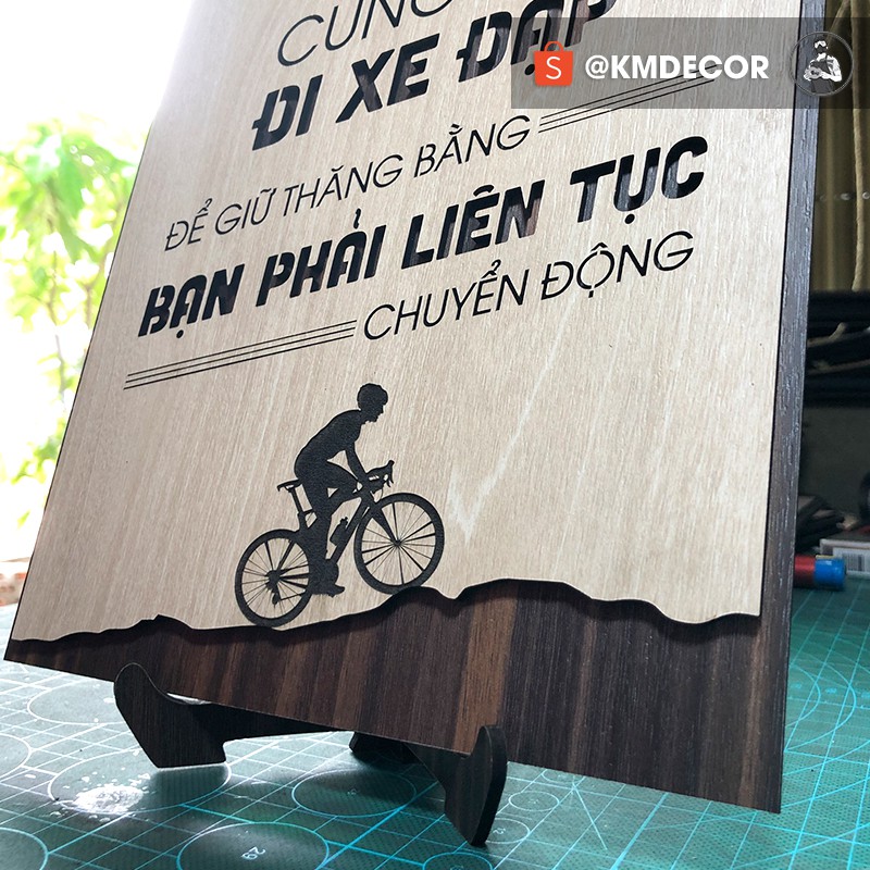 Tran gỗ TBIG - Tạo động lực mẫu câu &quot;cuộc sống cũng như đi xe đạp để giữ thăng bằng bạn phải liên tục chuyển động&quot;