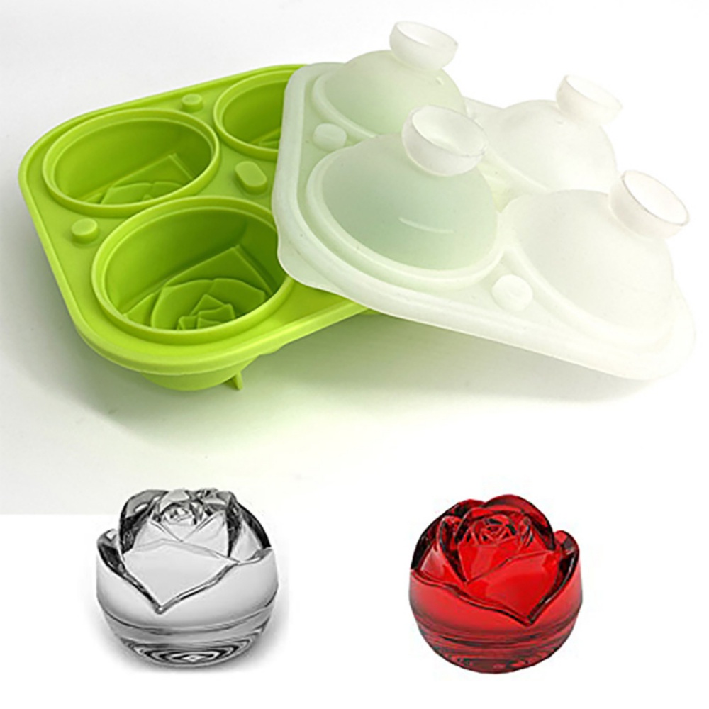 PVN44015 Khuôn Silicone Làm Đá Viên Hình Hoa Hồng Kèm Nắp Đậy Dễ Tháo Gỡ Giá Rẻ