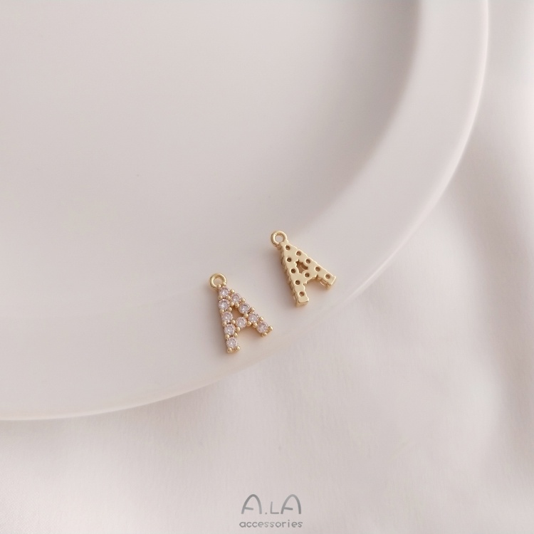 Mặt dây chuyền hình 26 chữ cái bằng đồng 14K đính đá Zircon diy