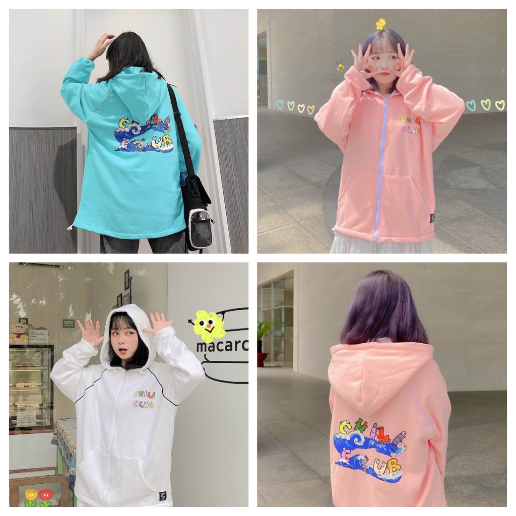 Áo khoác hoodie đa sắc màu nỉ thun cotton Daski phong cash ulzzang
