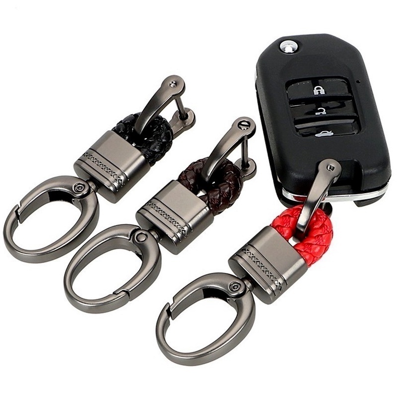 Móc Khóa Dây Da Bện Thủ Công Chống Thất Lạc Sáng Tạo Cho Nam Và Nữ