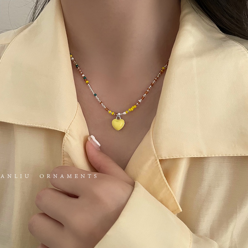 Vòng cổ Chuỗi Hạt Hình Trái Tim Thời Trang Cao Cấp Sang Trọng