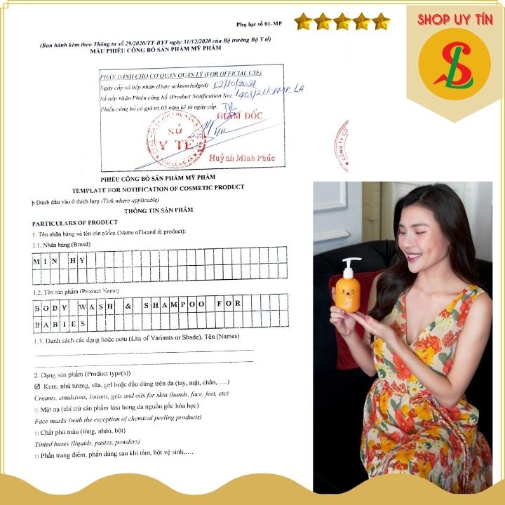 Sữa tắm gội cho bé, dầu gội thảo dược MINHY, sữa tắm gội toàn thân làm mềm da và không cay mắt bé 250ml NPP Songliemshop