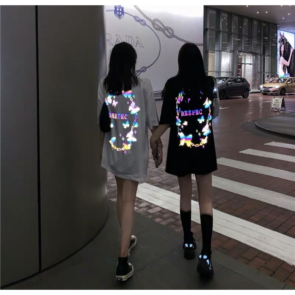 Áo Thun Xích Bướm  LOGO PHẢN QUANG Unisex (Chụp FLASH mới PHẢN QUANG)