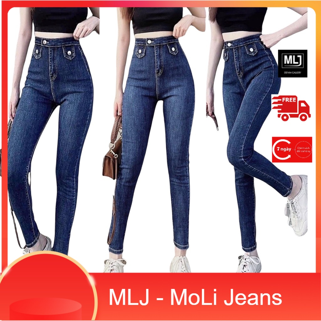 Quần jean dài Rách BigSize co dãn mạnh, lưng cao HotTrend, model không túi trước 4134 MLJ