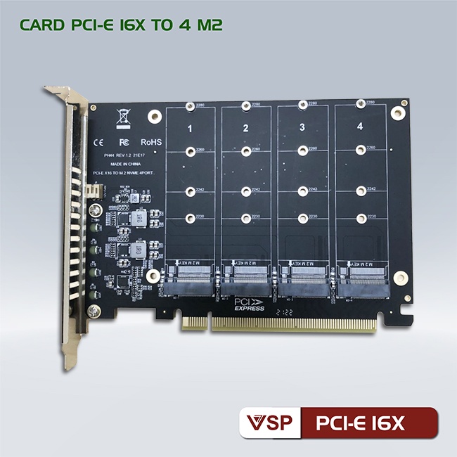 Card chuyển đổi PCI-e 16x to 4 M2