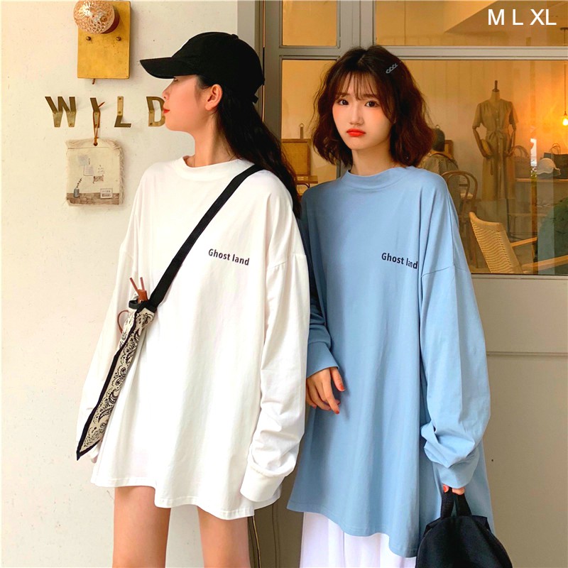 Áo thun dài tay 🎄 GHOST LAND 🎄 phông Unisex nam nữ tee oversize form rộng pull Ulzzang Streetwear Hàn Quốc vải mềm