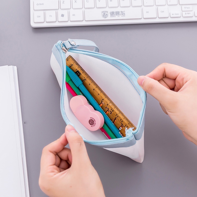 Túi đựng bút dạng dẻo trong suốt chống thấm nước màu kẹo đơn giản