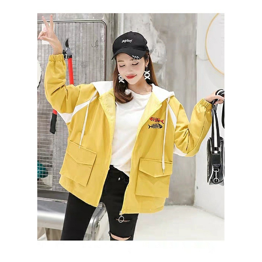 Áo khoác nhẹ thu đông rẻ đẹp in hình FISH BONE 2020