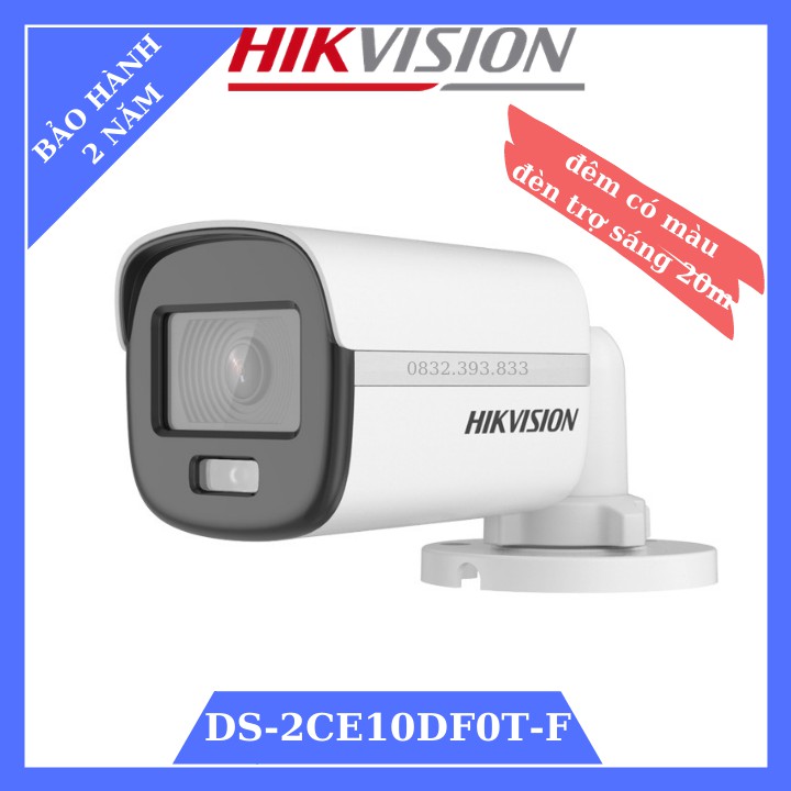 Camera Ngoài Trời 2.0Mp Hikvision DS-2CE10DF0T-F Đêm Có Màu, Đèn Trợ Sáng 20m, Chống Nước IP67 - Hàng Chính Hãng | BigBuy360 - bigbuy360.vn