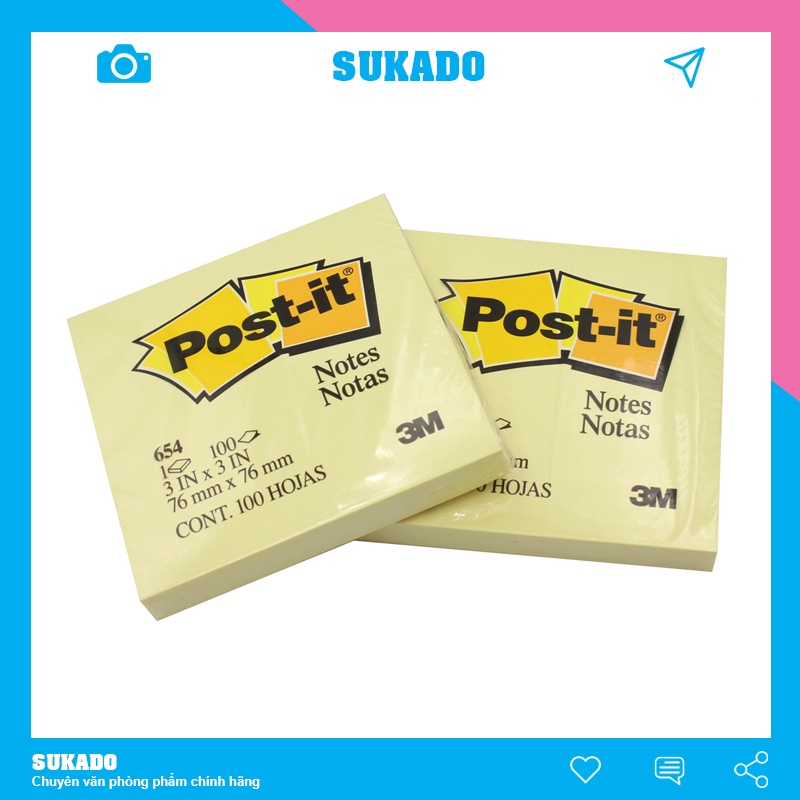 Giấy Note ghi chú vàng Post-it 3M 2x3mm 100 tờ 1 xấp SUKADO