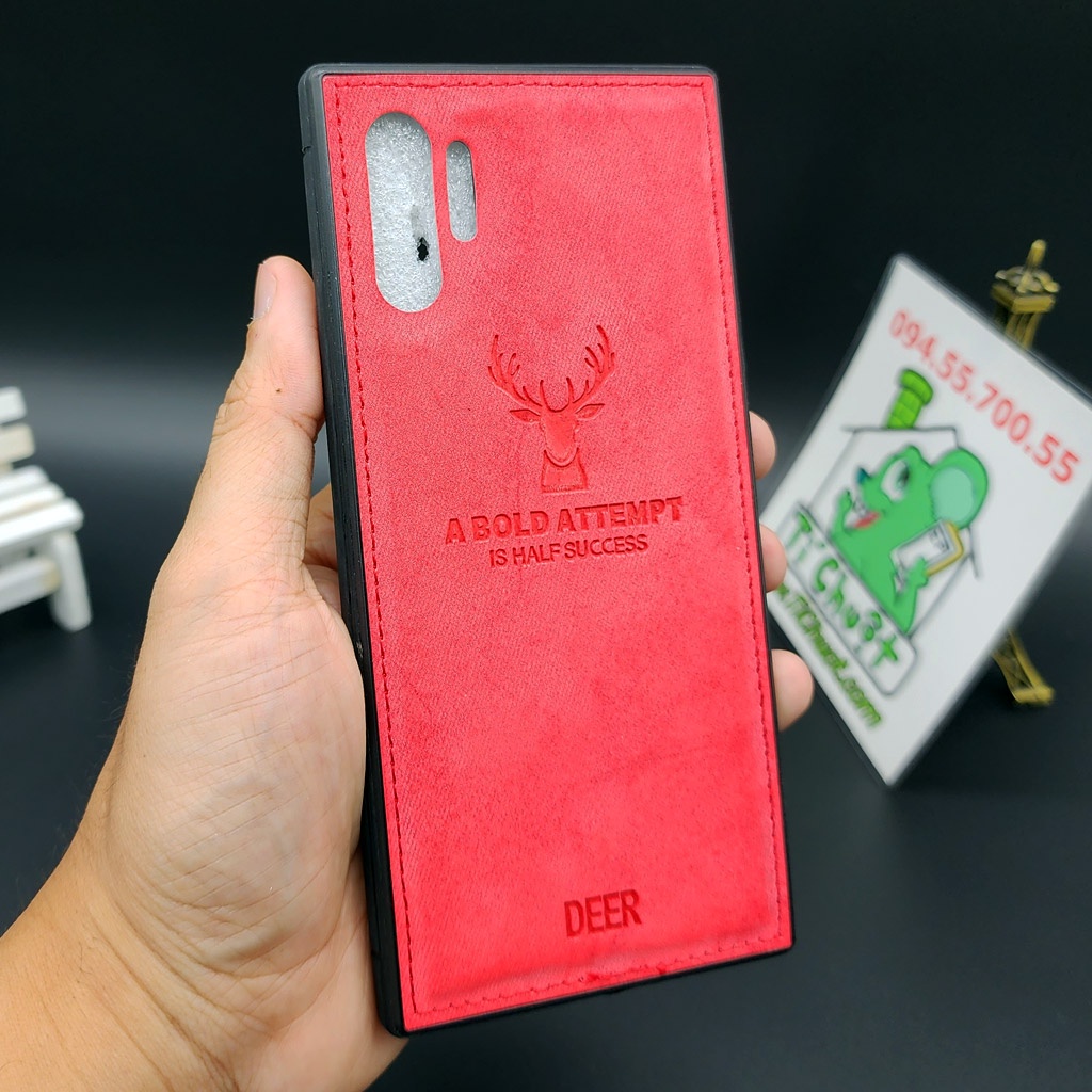 Ốp Lưng Samsung Note 10 Plus Vải Jean Hình Sừng Hươu Vintage