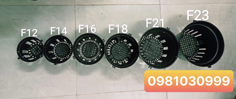 10 chậu nhựa trồng lan đen F12-f14-f16-f18-f21 có lỗ thông thoáng.