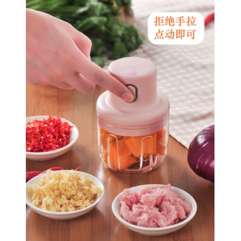 (𝗚𝗶𝗮́ 𝗦𝗶̉) Máy Xay Mini Cầm Tay Đa Năng Không Dây Dùng Pin Cao Cấp 250ml - Xay Tỏi Ớt Đa Dạng Các Loại Thực Phẩm