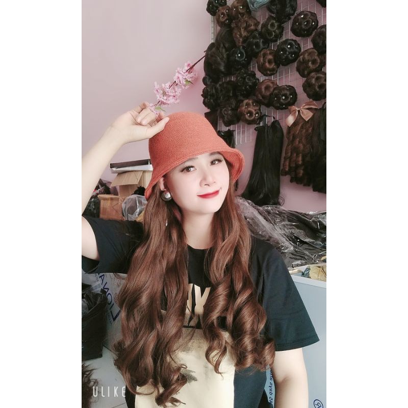 tóc giả dín mũ vành kiu moi