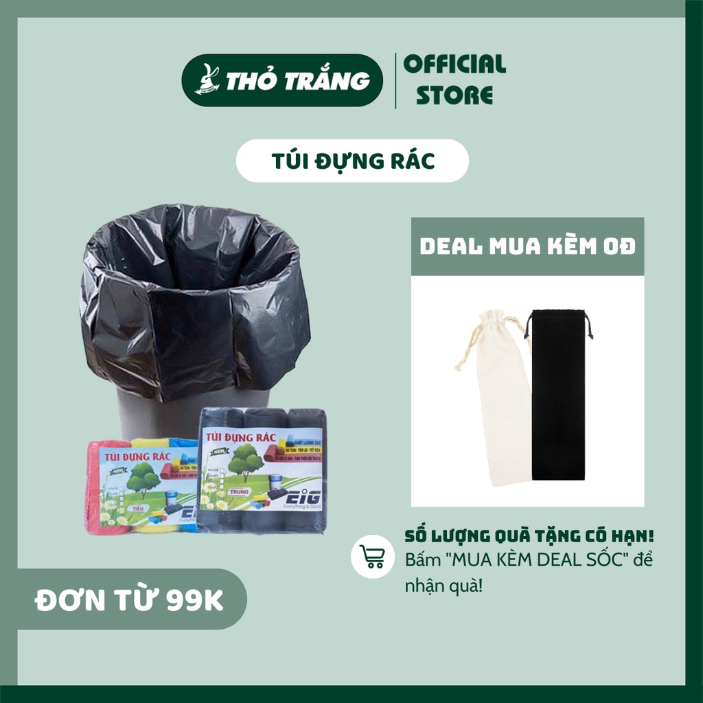 3 cuộn (1kg) túi đựng rác sinh học tự phân hủy cỡ nhỏ, trung, đại loại màu và đen