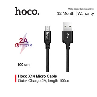 Cáp sạc nhanh Micro Hoco X14, hỗ trợ truyền dữ liệu, sạc nhanh 2A, Cáp Sạc Điện Thoại Micro USB