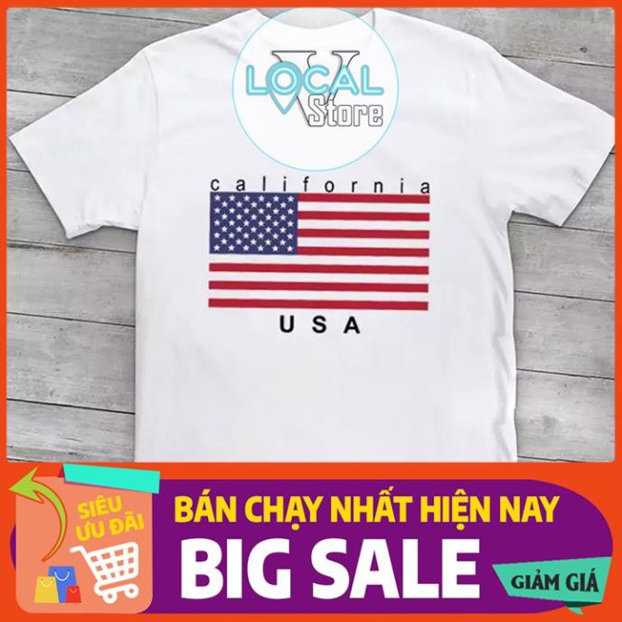 VIP 21 Áo Thun Nữ Tay Ngắn Cao Cấp In Cờ Mỹ Phối Chữ CALIFORNIA USA  ྇ ༴