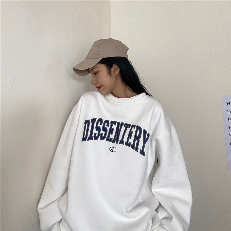 Áo Sweater Tay Dài In Chữ Tiếng Anh Kiểu Hàn Quốc Xinh Xắn Cho Nữ