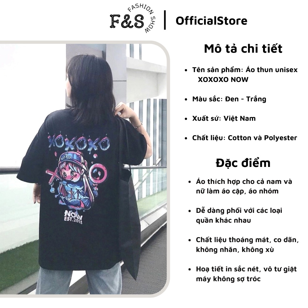 Áo thun tay lỡ unisex form rộng XOXOXO NOW SAIGON- Áo phông F&S nam nữ, cặp đôi phong cách hàn quốc
