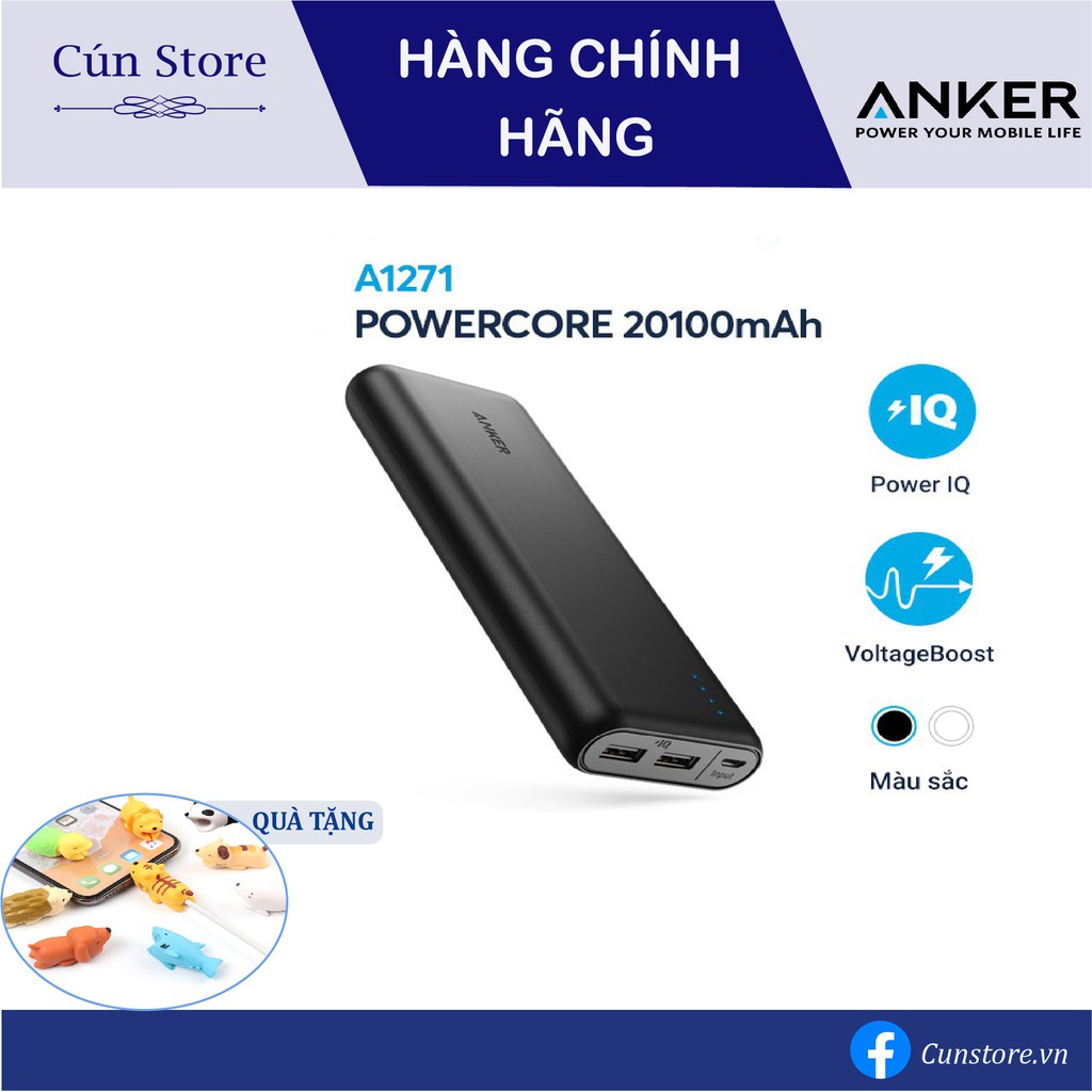 [Bảo Hành 12 tháng] Pin Sạc Dự Phòng ANKER PowerCore 20100mAh A1271 - Sạc Nhanh, Lõi Pin LG, Chân Micro USB và Lightning