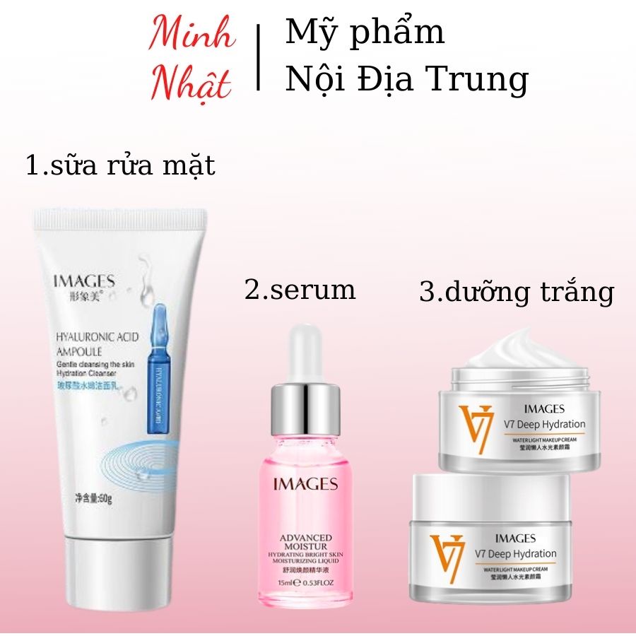 Combo 3 món dưỡng ẩm dưỡng trắng IMAGES sữa rửa mặt,serum dưỡng ẩm, kem dưỡng ẩm dưỡng trắng V7_minhnhatstore