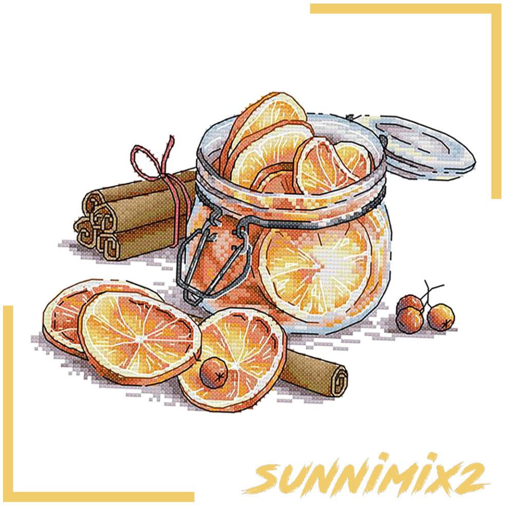 Lemon Tea Stamped Cross Stitch Kit For Adults Hand Embroidery 14CT 28 x 21cm