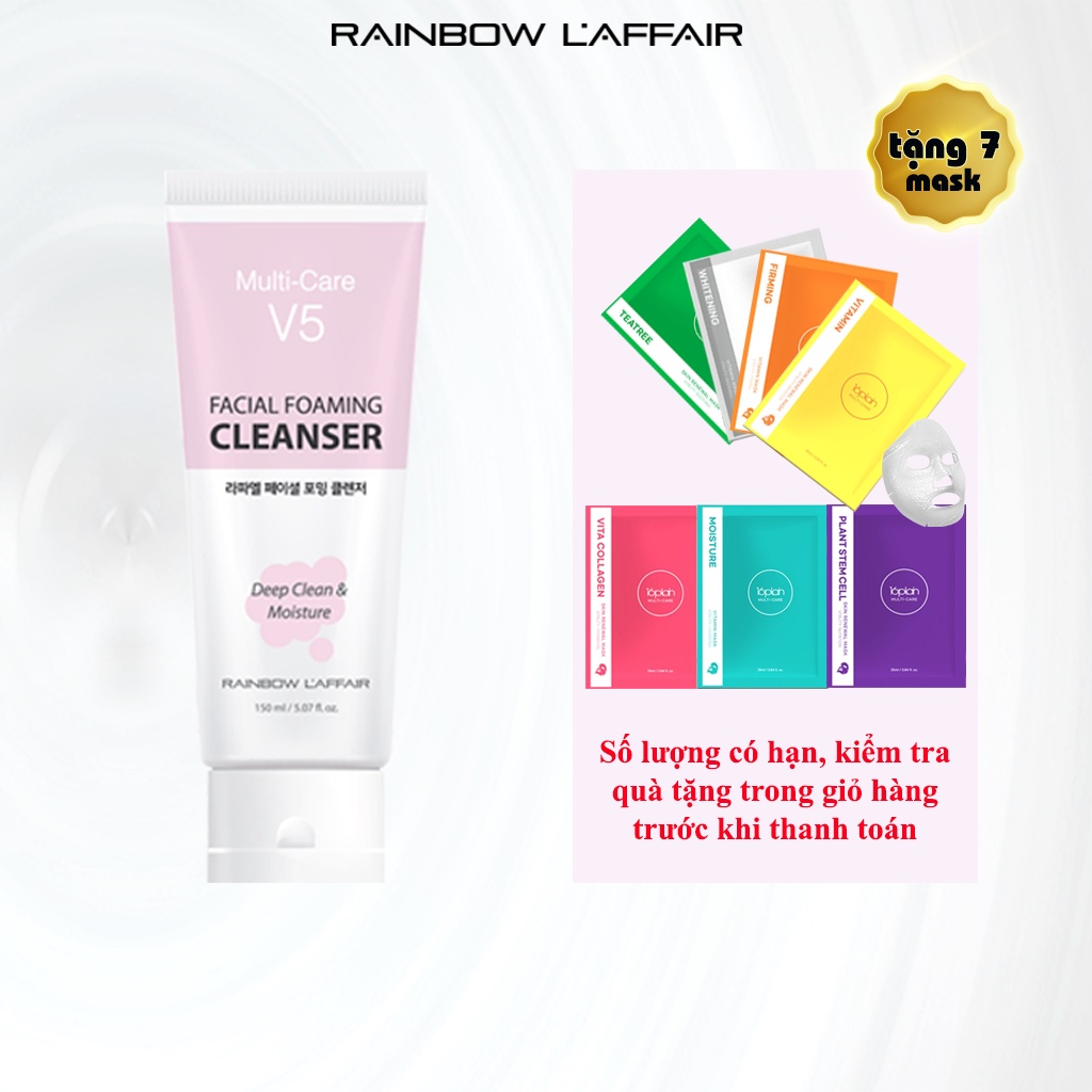 Sữa rửa mặt dịu nhẹ kiềm dầu, cân bằng độ ẩm Rainbow L'affair Multi-Care V5 Facial Foaming 150ml