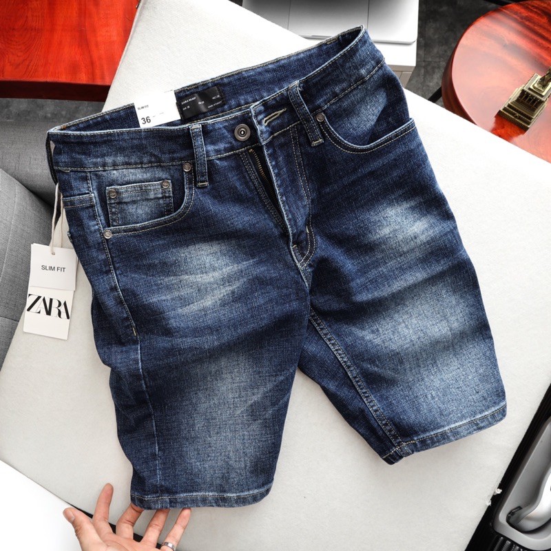 Quần short jean nam cao cấp chất bò co giãn vận động thoải mái