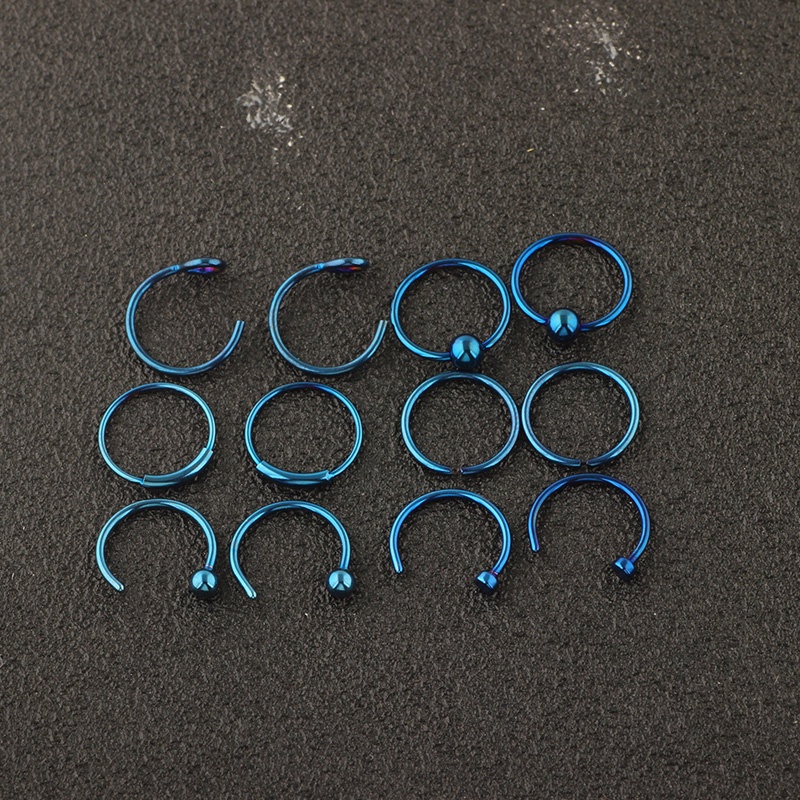 Set 12 Khuyên Mũi Bằng Thép Không Gỉ Cá Tính