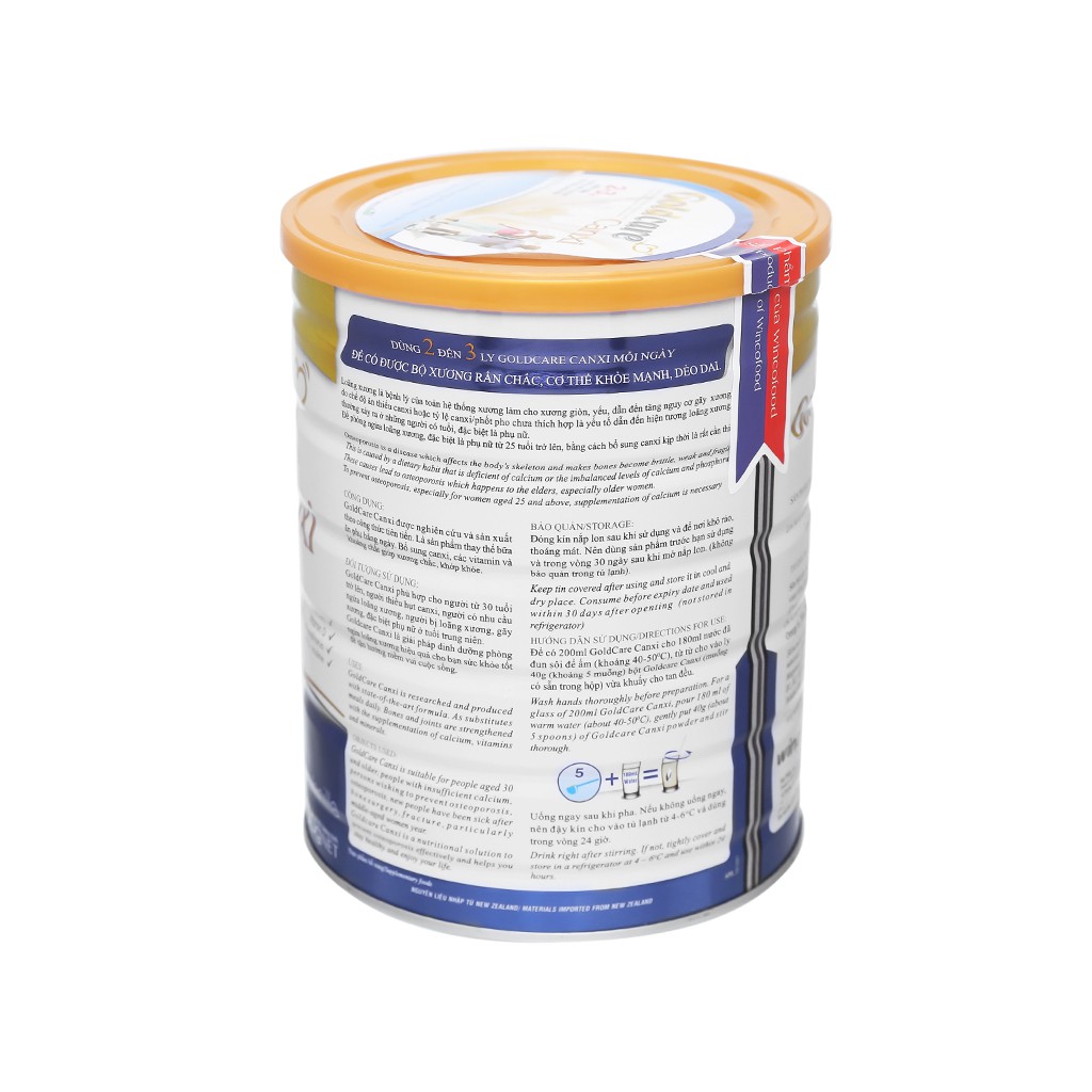 Sữa bột GOLDCARE CANXI lon 850g – Món quà cho người lớn tuổi - BỔ SUNG CANXI, NGỪA LOÃNG XƯƠNG