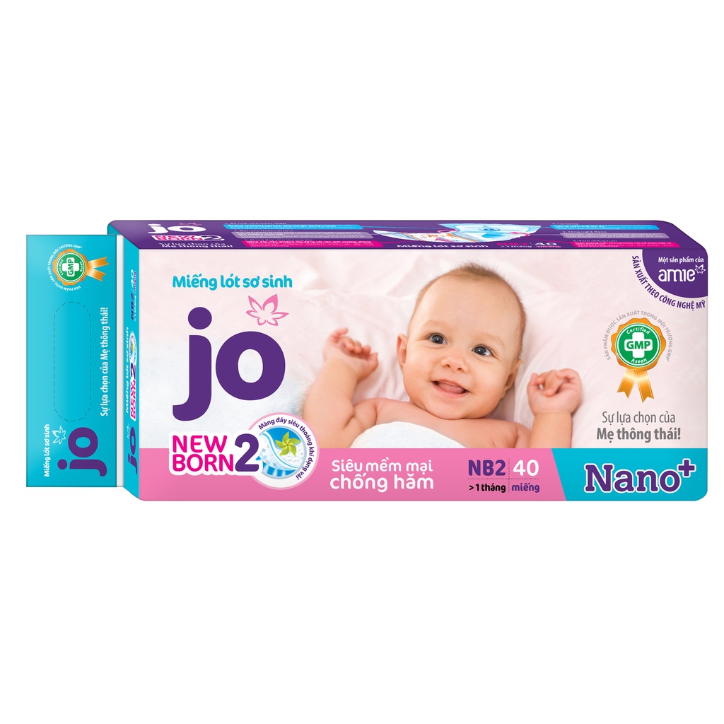 Combo 2 bịch Miếng lót sơ sinh JO Newborn 2 - 40 miếng (Trên 1 tháng)