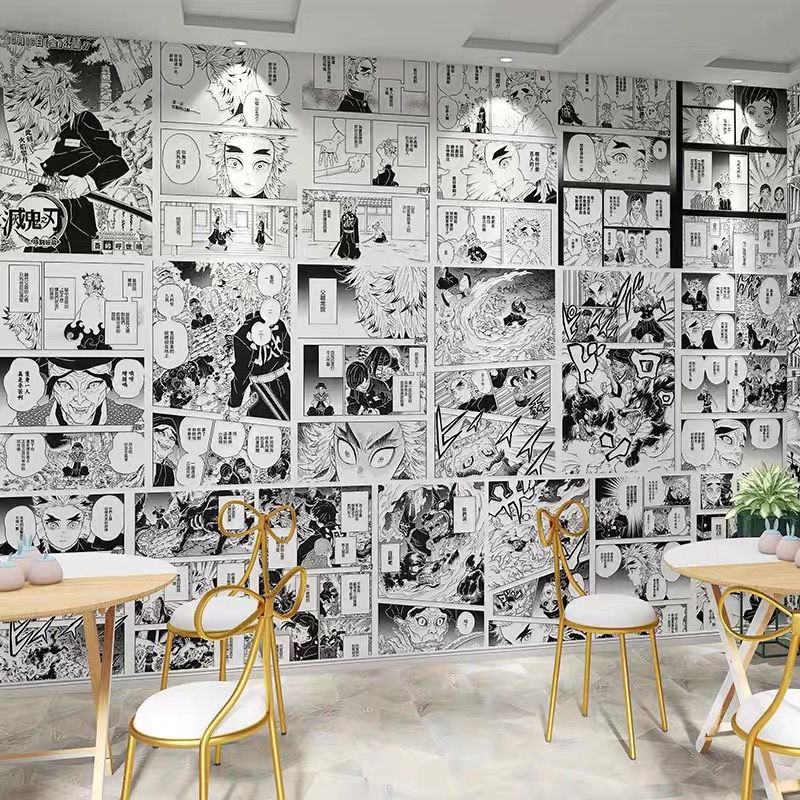 [ In theo yêu cầu] Decal anime dán tường phong cách đen trắng