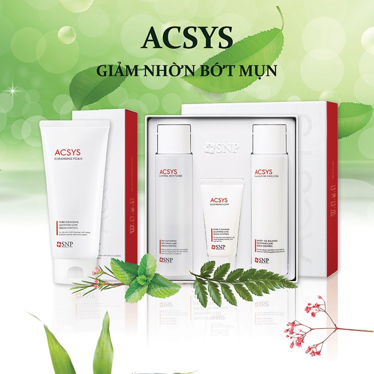 Bộ Sản Phẩm Chăm Sóc Da Mụn Da Nhờn Acsys Skin &amp; Lotion Set Tặng Kèm Sữa Rửa Mặt Acsys